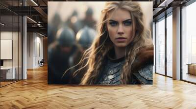 viking, young female warrior, girl in the armor. northern warrior ready for battle. style of celtic art. battle of berath, the vikings live action animation. Wall mural