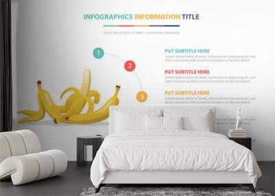 banana fruit infographic template with 5 colorfull bullet number description Wall mural