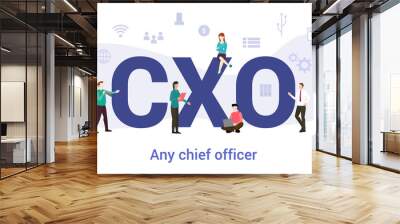 cxo any chief officer concept with big word or text and team people with modern flat style - vector Wall mural