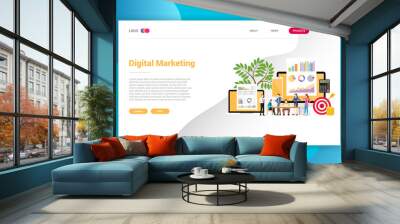 digital marketing business landing page campaign design page website - vector illustration Wall mural