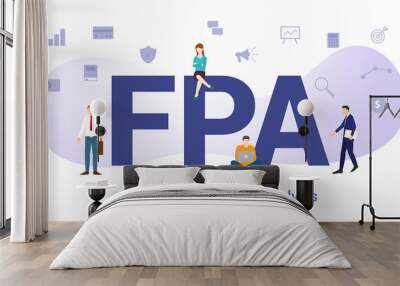 fpa financial planning and analysis concept with big word or text and team people with modern flat style - vector Wall mural