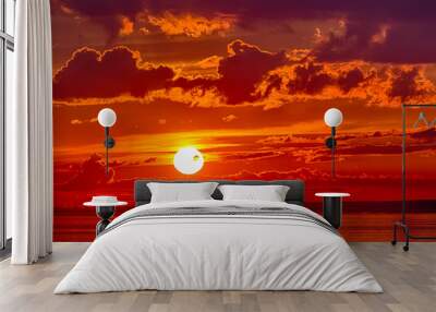 red sunset Wall mural