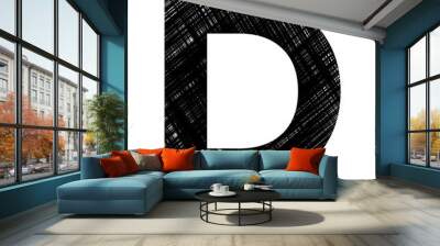 ENGLISH ALPHABET MADE OF BLACK SCRIBBLE TEXTURE : D Wall mural