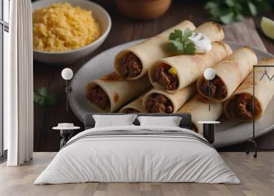 beef taquitos on a plate Wall mural