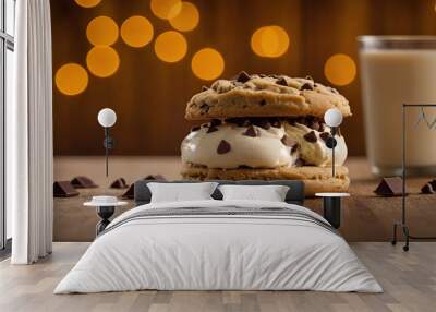 chocolate chip cookie ice cream sandwich Wall mural