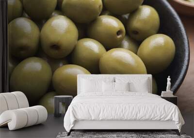 closeup of green olives in a bowl Wall mural