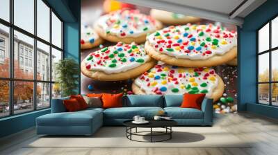 frosted sugar cookies with sprinkles on top Wall mural