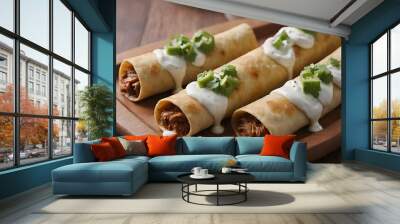 pulled pork taquitos with green salsa Wall mural