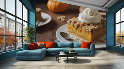 pumpkin crumble dessert with whipped cream Wall mural