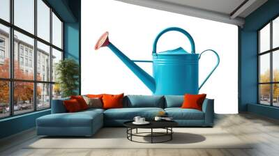 A Vibrant Blue Watering Can Ready to Nourish Garden Life on a Clear PNG or White Background. Wall mural