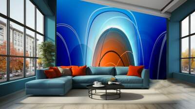 3d rendered blue graphical abstract background with waving lines Wall mural