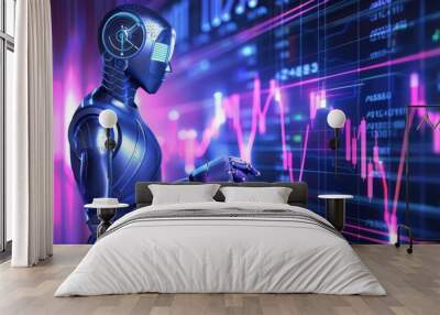 3D Visualization of Advanced Financial Trading Robots Wall mural