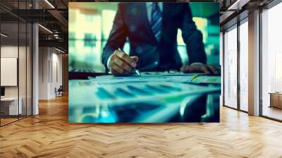 A Business Expert Examining Financial Papers Wall mural