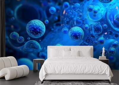 Detailed imaging showcases the effectiveness of stain removal by cobalt blue detergents. Wall mural