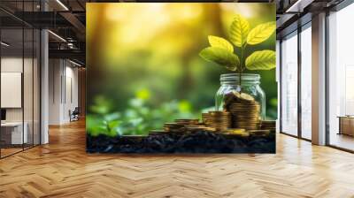 Successful investments focus on green sustainable projects. Wall mural