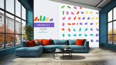 Isometric kit vector set of colorful tetris elements Wall mural