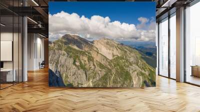 aerial view of rocky spurs in the mountain area of the gran sasso italy abruzzo and the mountains of the laga Wall mural