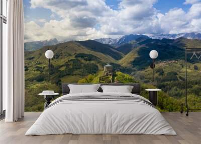 aerial view of the castle of verrucole in tuscany garfagnana Wall mural