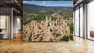 aerial view of the town of san gimignano in tuscany Wall mural