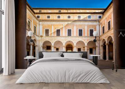 URBINO - ITALY –  Courtyard of Palazzo Ducale (Ducal Palace), now a museum, in Urbino. Marche region, Italy. Wall mural