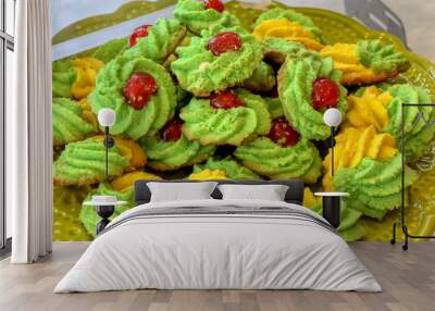 Green almond paste cookies, product of the Italian pastry Wall mural