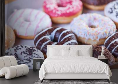 Donuts in box. Wall mural