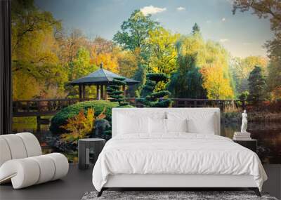 japanese garden in autumn Wall mural