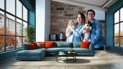 young family with pets Wall mural