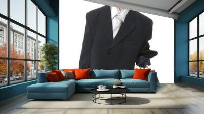 baby boy businessman in big suit Wall mural