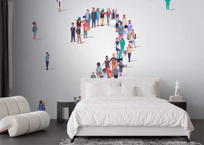 big people crowd forming number two 2 shape different occupation employees group standing together gathering community concept full length Wall mural