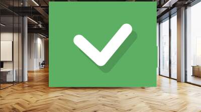 Check list button tick mark sign flat icon design vector Wall mural