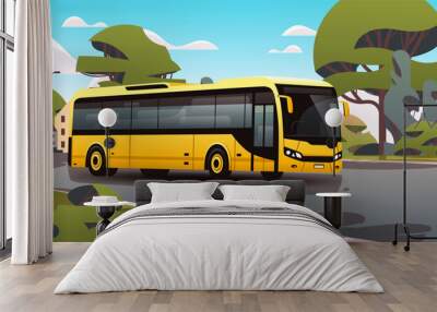 city bus vehicle modern public transport urban and countryside traffic comfortable moving concept Wall mural