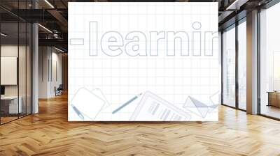 E-learning Word On Squared Background Horizontal Banner Online Education Concept Vector Illustration Wall mural