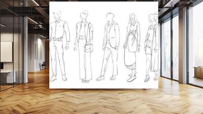 Fashion Collection Of Clothes Female And Male Models Wearing Trendy Clothing Trendy Clothing Vector Illustration Wall mural