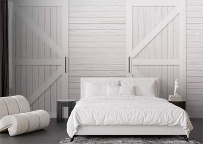 gray wooden barn door front side background horizontal vector illustration Wall mural