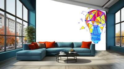 inspiration light lamp creative idea concept sketch doodle horizontal isolated flat vector illustration Wall mural