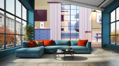 living room interior empty no people home modern apartment design flat horizontal Wall mural