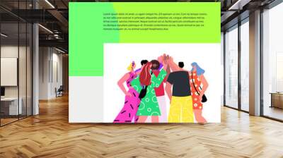 mix race people raising hands in circle together community events generation Z lifestyle concept Wall mural