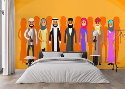 Muslim People Crown Man and Woman Traditional Clothes Arabic Wall mural