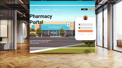 pharmacy portal website landing page template buy medicaments and drugs online e-commerce site concept Wall mural