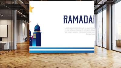 Ramadan kareem muslim religion holy month flat banner copy space vector illustration Wall mural