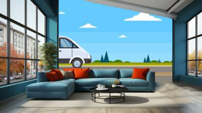 Truck Commercial Lorry Car On Road Cargo Shipping Wall mural