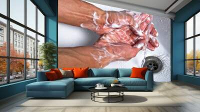 washing soapy hands Wall mural