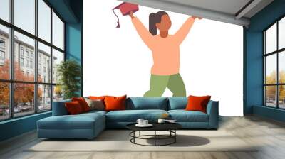 Woman graduate holding cap and diploma certificate Wall mural