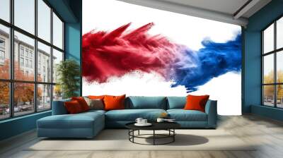 Haiti flag colours powder exploding on isolated background Wall mural