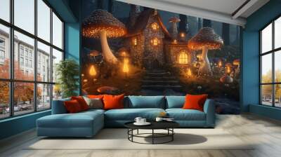 fairy tale castle in forest Wall mural