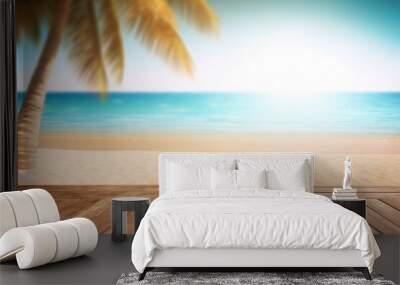 seascape with wooden background -Ai Wall mural