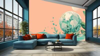 Ecology.Green cities help the world with eco-friendly concept idea.with globe and tree background.vector illustration Wall mural