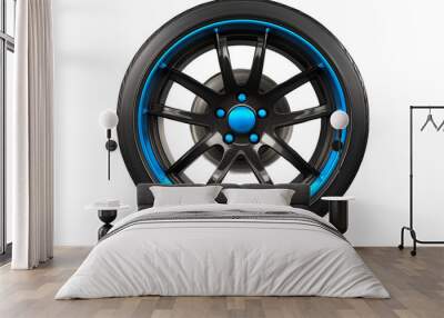 racing car wheels with blue discs. on transparency background PNG Wall mural