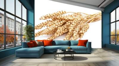 sheaf of ripe ears of wheat isolated on white background Wall mural